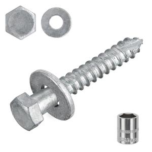 FMhotu 3/8" x 1-1/2" Lag Screws Bolts with Washers, 50Pcs Hot Dip Galvanized Hex Head Lag Screws, Heavy Duty Lag Bolts for Wood, TV Mounts, Deck, Boat Repair