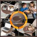 Car Tray Cup Holder Desk, 360 Rotating PU Leather Food Car Table - Steering Wheel Tray Road Trip Essentials Accessories for Tesla Model Y/3/S, Ford F150 Most Vehicles