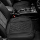 JOJOBAY 2pack Leather Car Seat Cover, Bottom Seat Covers for Cars, Front Seat Protector, Fit for 95% of Vehicles - Padded, Anti-Slip, Premium Leather (2 PCS, Black)