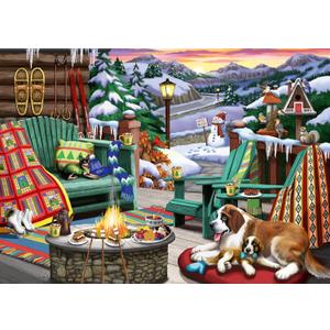 Ravensburger - Aprs All Day - 500 Piece Large Format Jigsaw Puzzle - Beautiful Depiction of The Ideal Front Porch in Winter - Frameable - Premium Quality - Puzzles for Adults