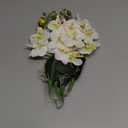 Rikyo 4 Bunches Tropical Artificial Flower 11" Mini Butterfly Orchid with 4 Silk Flower Heads and Phalaenopsis Orchids Leaves Faux Leaf for Wedding Home Decor Flowers Garden Bonsai (White-1)