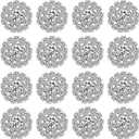 Hicarer Rhinestone Embellishments 19 mm Sew on Rhinestones Gems Button Accessory Silver Glass Crystals Buttons for DIY Jewelry Crafting Sewing Clothes Wedding Hair Decoration Accessories(50 Packs)
