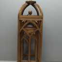 Glitzhome Farmhouse Decorative Lanterns Wooden Candle Lantern Church Window Frame Lanterns for Wedding Mantle Entryway Home Patio Balcony Garden, Pack of 2, Natural, No Glass