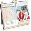 ZEEYUAN 4x6 Desktop Flip Photo Album and 2026 Desk Calendar, Small Desk Calendar Jan 2026-Jun 2027 with Notepads, 4x6 Flip Photo Album on Standing 40 Pockets