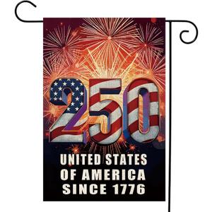 USA 250th Anniversary Garden Flag | 12 x 18 Inch Double-Sided Outdoor American Flag | 1776-2026 Commemorative 250 Year Banner Patriotic Yard Sign for 4th of July Decorations (C)