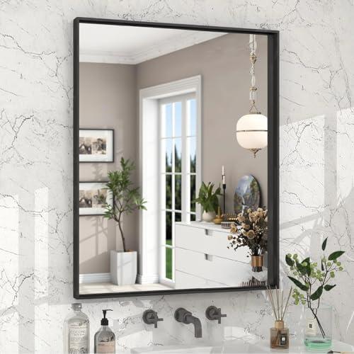 Dimelax 36"x 24" Black Bathroom Mirrors for Over Sink, Wall Vanity Mirror, Framed Rectangle Mirrors for Wall, Living Room Entryway, Anti-Rust, Tempered Glass Hangs Horizontally or Vertically