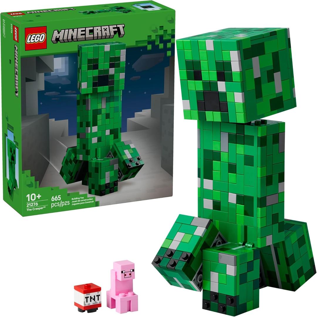 LEGO Minecraft The Creeper Kids Building Toy - Minecraft Toy for Boys & Girls, Ages 10+ - Room Decor for Gamers -W/ 1st Version Minifigure - Gift for Birthdays - 21276
