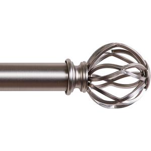 Satin Nickel Curtain Rods for Windows 18 to 144 inch, 1 Inch Adjustable Curtain Rod, Heavy Duty Window Curtains Rod for Bedroom Living Room, Modern Decorative Drapery Rods Birdcage Finials