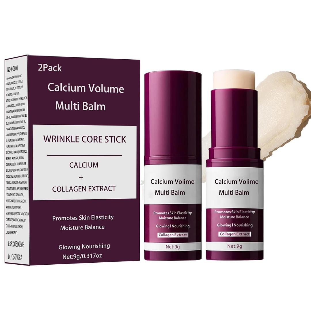 2-Pack Calcium Multi Balm Stick -Collagen Moisturizing Balm Stick for Face,Eyes & Neck, Anti-Wrinkle Eye Cream, Wrinkle Core Sticks For Firming Skin,Hydrating,Anti-aging