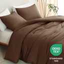 CozyLux Queen Comforter Set Brown, 3 Pieces Solid Comforters Queen Size Breathable Quilted Bedding Sets, Luxury Soft Lightweight Bed Set with Down Alternative Comforter and 2 Pillowcases All Seasons