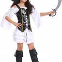 PGOND Cute Pirate Girls Halloween Dress up Costume (L-10-12Y)