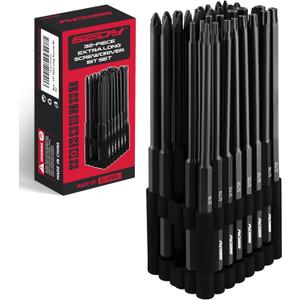 Extra Long Security Bit Set: 32-Piece S2 Steel Screwdriver Drill Bits for Tamper-Proof Screws, 6" Torx, PoziDriv, Spanner, Tri-Wing - Universal 1/4" Hex Shank for Electric, Impact Drills