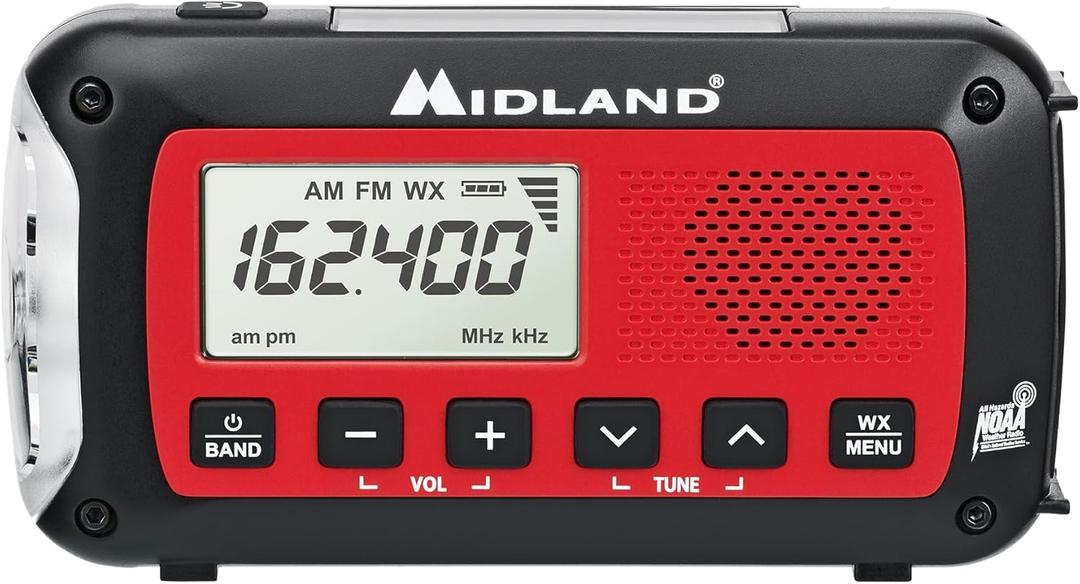 Midland - ER10VP Weather Radio with Flashlight & Emergency Alert - AM/FM Radio - Compact and Easy to Carry - SOS Strobe Signal and Headphone Jack