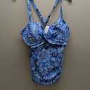 Women's Underwire Tankini Top Only - Push Up Swimsuit Top with Bra Support Tummy Control Bathing Suit Top No Bottom 2025, XX-Large, Blue Paisley 