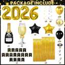 New Years Eve Party Supplies 2026, Happy New Years Decorations, Happy New Year Banner, Hats, Glasses, Hanging Swirls, Black Gold Balloons, Photo Props, Champagne Wine Glass 2026 Foil Balloon, Curtain