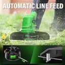 Cordless Weed Wacker 20V, 22.0Ah Battery Powered String Trimmer with Charger, 10-Inch Electric Grass Trimmer Edger for Yard and Garden, Green