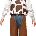 Spooktacular Creations Halloween Cowboy Hat Costume for Boys, Kids White Brown Western Costume, Deluxe Cowboy Outfit Set for Toddler Halloween RolePlay Themed Party (3T, 3-4 yrs) (Brown)