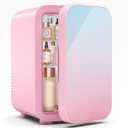 BEICHEN Mini Fridge, 6 Liter/8 Can Skincare Fridge, 110V AC/DC Portable Thermoelectric Cooler & Warmer for Skin Care, Cosmetics, Beverage, Food, Great for Bedroom, Office, Dorm (Pink)