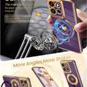 for Motorola Moto G 2026 Cute Love Heart Kickstand Woman Girls Phone Case with Screen Protector: Luxury Plated Gold Edge Soft TPU Full Camera Protection Cover for Moto G Play 2026 (Deep Purple)
