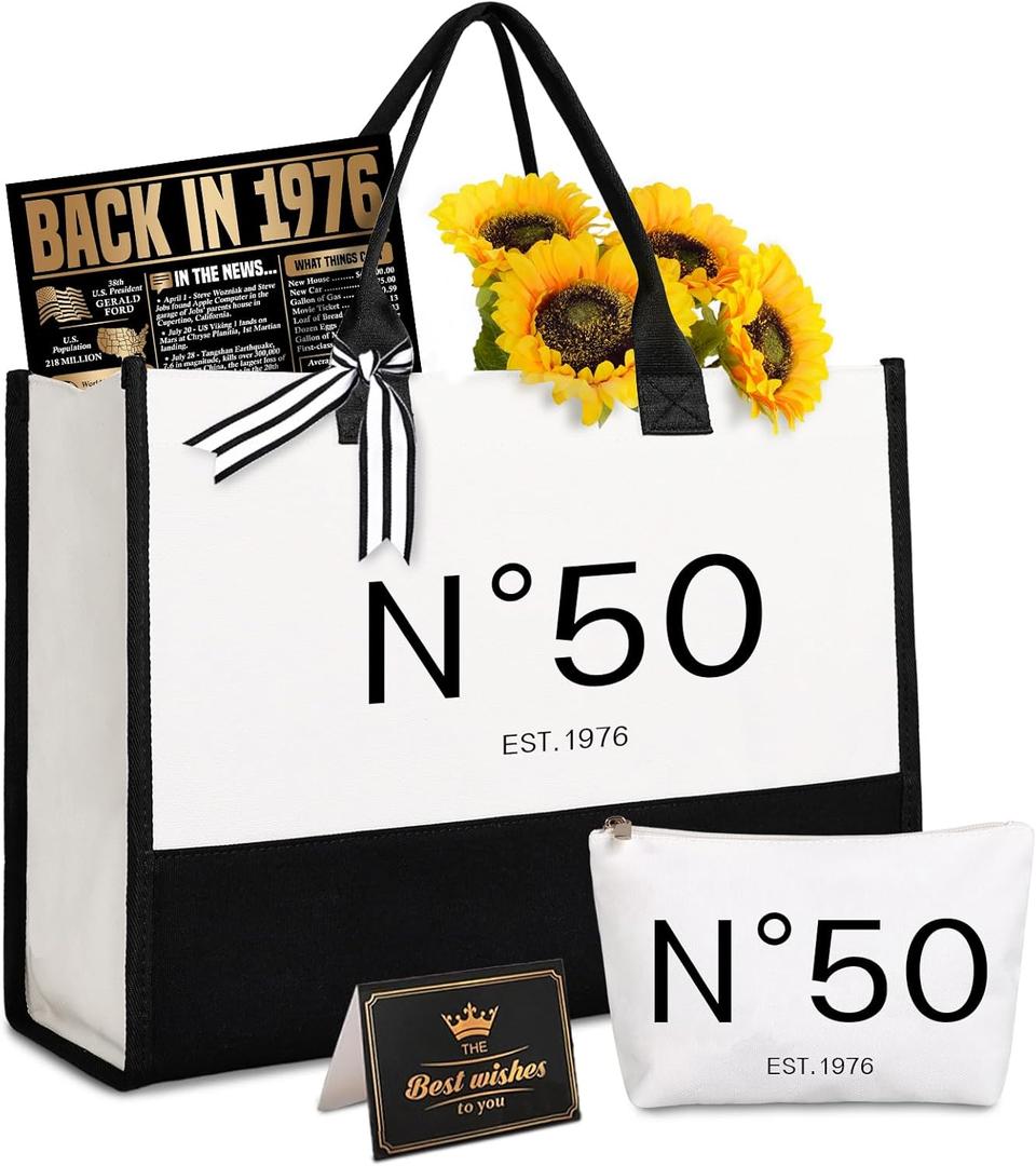 Lamyba 50th Birthday Gifts for Her, 50s Birthday Decorations for Women/Wife/Mom/Friends/Sister, Back in 1976 Poster, No 50 Tote Bag