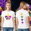 New Orleans Shirts for Women Fat Tuesday T-Shirt Holiday Party Tee Tops (White, L)