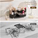 Makeup Organizer Countertop for Vanity with 360 Rotating Brush Holder, 3 Layer Cosmetic and Jewelry Storage, Makeup Display Case for Skincare&Perfume, Black