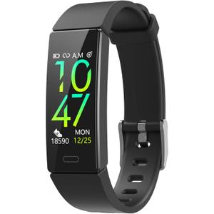 Fitness Tracker with Blood Pressure Heart Rate Sleep Health Monitor for Men and Women, Upgraded Waterproof Activity Tracker Watch, Step Calorie Counter Pedometer Black