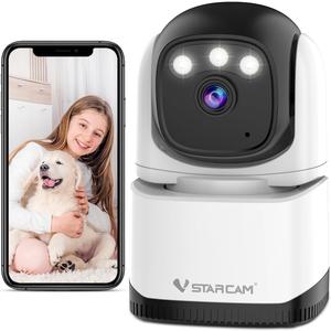 VSTARCAM Pan/ Tilt Smart Security Camera, 2K QHD Dog Camera, 2.4GHz with Full Color Night Vision, Motion Detection for Baby and Pet Monitor, 2-Way Audio, Cloud & SD Card Storage(up to 256GB)