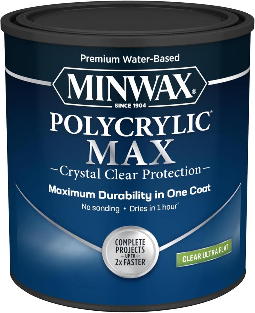 Minwax Polycrylic Max, Ultra Flat, Clear, 1 Quart