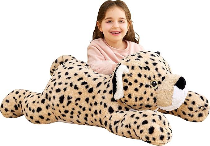 Giant Cheetah Stuffed Animal Plush Toy,Large Leopard Cute Jumbo Soft Toys,Huge Big Size Plushy Plushie,Gifts for Kids (Brown, 30 inches)