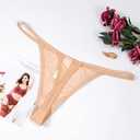 Women See Through Mesh Bra and Thong Set Transparent Sexy Underwear (Beige, S)