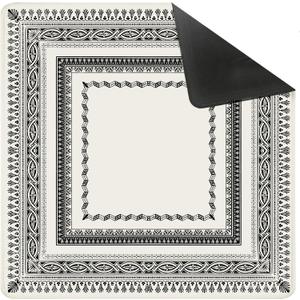 Vintage Black and White Mahjong Mat for Table 31.5 X 31.5 in, Gifts for Mahjong Players, Traditional Oriental Chinoiserie Chinese Anti-Slip Table Cover Tablecloth for Poker Board Card Tile Game