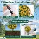 Fall Artificial Mum Topiary Ball with Spike Set of 2, Faux Boxwoods for Outdoor Planters, UV Resistant Artificial Outdoor Plants for Porch, Fake Bushes Round Shrub with Orange Yellow Mum