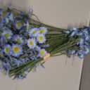 Floroom 24pcs Dusty Blue Small Artificial Flowers Faux Silk Daisies Fake Wildflowers with Stems for DIY Wedding Bouquets Floral Arrangements Party Decor Centerpieces Decorations (Vase Not Included)