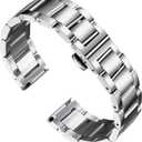 BINLUN Thick Stainless Steel Watch Band Metal Heavy Polished Matte Brushed Finish Watch Strap Replacement for Men Women 16mm/18mm/20mm/21mm/22mm/23mm/24mm/26mm(Brushed Finish Silver,26mm)