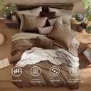 Monbix California King Comforter Set 7 Pieces Brown Bed in a Bag