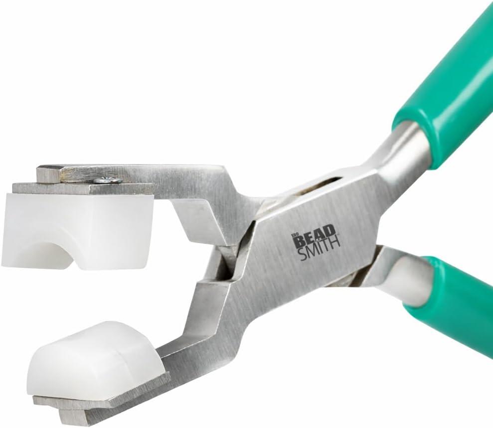 The Beadsmith Metal Bending Pliers Pliers With Curved Nylon Jaws for Ring Shaping, 5.75 Inches, w/Double-leaf Springs, Non-Marring