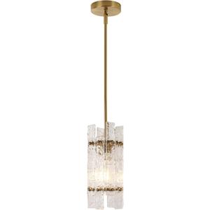 Modern Gold Crystal Pendant Light for Kitchen Island, Luxury Mini Water Ripple Glass Chandelier Lights Fixture, E26 Square Adjustable Hanging Pendant Lighting for Dining Room Bedroom (1-Pack) (1-Pack(Square))