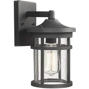 Bestshared Outdoor Wall Sconces, Outdoor Wall Lantern Lamp,Modern Exterior Lighting Fixture for Front Porch with Seeded Glass Shade for Porch(Black) (11.3" Height)