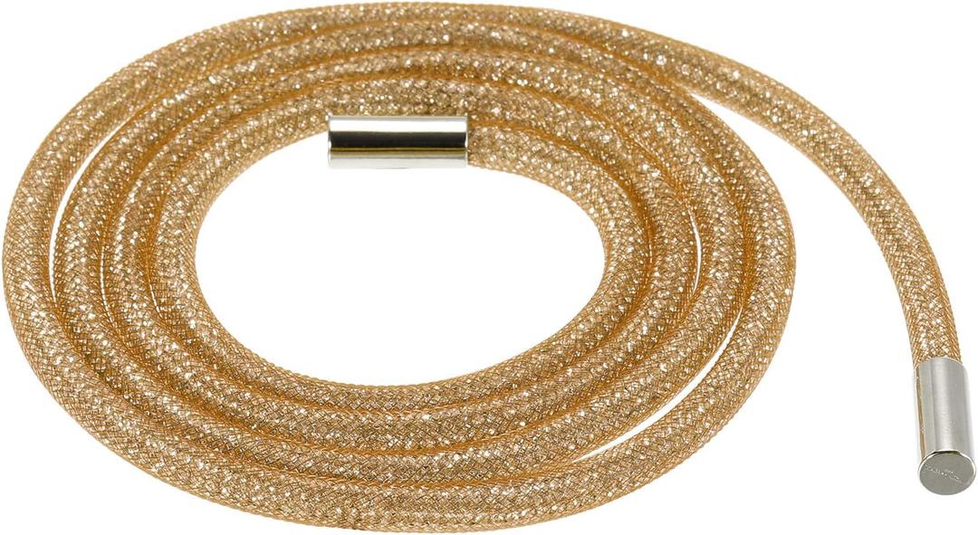 MECCANIXITY 6mm x 120cm Rhinestone Tube Rope Bling Crystal Rhinestone String Rope for DIY Sweaters Sweatpants Decoration Yellow Mesh Yellow Diamond