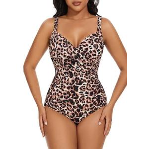 Aqua Regina Plus Size Swimsuit for Women One Piece Bathing Suit Ruched Tummy Control Adjustable Swimwear XXL