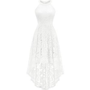 Dressystar Women Halter Lace Wedding Guest Dress Hi-Lo Cocktail Party Bridesmaid Formal Dresses (Small)