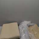 Linon Linen Backless Claridge Stool, Counter Height, Beige & Dark Walnut