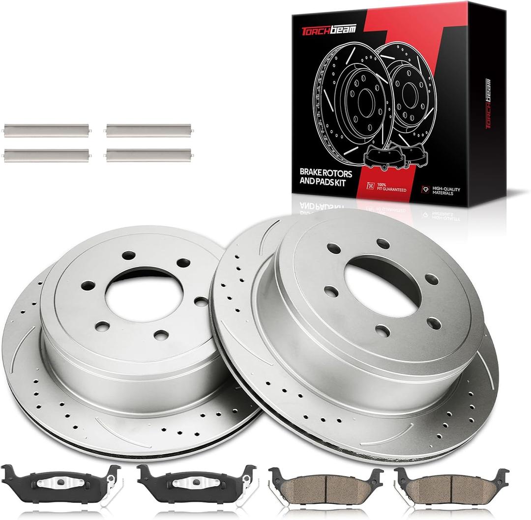 Torchbeam 13.7" Rear Brakes and Rotors Kit Brake Kit for Ford 2004-2009 F-150, Ford 2010 F-150 5.4L, Ford 2011 F-150 5.0L, Ford 2010 F-150 4.6L, Ford 2011 F-150 3.5T, Ford 2011 F-150 3.7L, 54111 D1012
