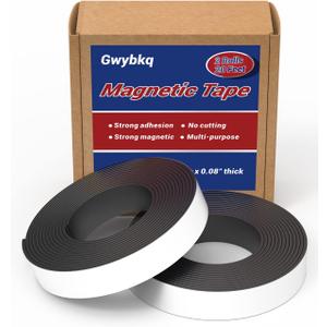 Magnetic Tape 2 Rolls 20 Feet Magnets with Strong Adhesive Backing (1Rolls 10 Feet x1" Wide x 0.08" Thick) Anisotropic Flexible Magnetic Strip