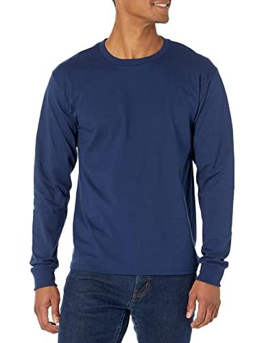 Hanes Men's Long-Sleeve Beefy-T Shirt, Navy, Medium (Pack of 2)