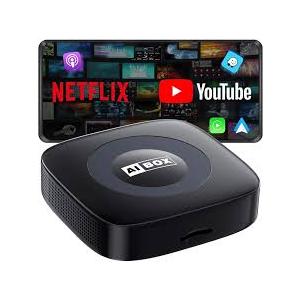 WhyBox Wireless Carplay Adapter with Netflix/YouTube Ai Box for iPhone & Android Auto Supports TF Card Plug & Play Car Play Video Entertainment Box Fits for OEM Wired CarPlay Cars