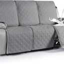 VANSOFY Waterproof Recliner Couch Covers, Sofa Covers 1-Piece Washable Reclining Sofa Cover Non-Slip Furniture Protector with Elastic Straps Pocket for Dogs, Pets(Light Gray,3 Seater)