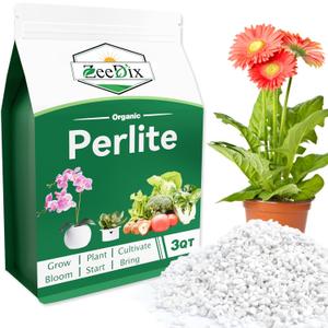 ZeeDix 3QT Organic Perlite Horticulture Soil Amendment for Plants, 3-9mm Granule Size Potted Plant Soil for Orchid Cactus Succulents Carnivorous Monstera Repotting, Indoor Outdoor Gardening