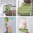 Bird Feeder Water Dispenser Set, Automatic Cage Feeder with Perch for Seed Parakeet Canary Cockatiel Finch Budgies Cage Accessories (Green)